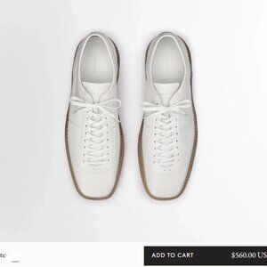 Lemaire LINOLEUM LACED UP SNEAKERS, White Shiny Leather, Size 46 (US 13)
